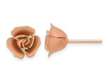 14K Rose Pink Gold Rose Flower Post Earrings Button